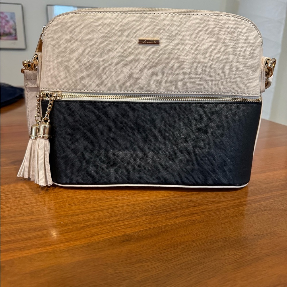 Elegant Cream and Black Tote and Crossbody Set - Picture 6 of 8